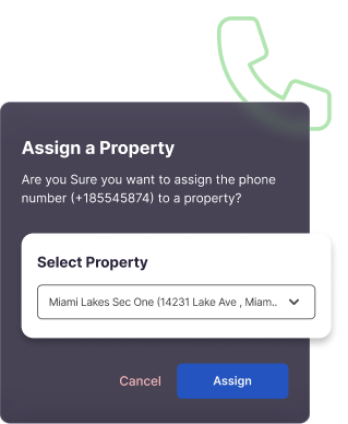 AI receptionist interface to assign phone number to a real estate property